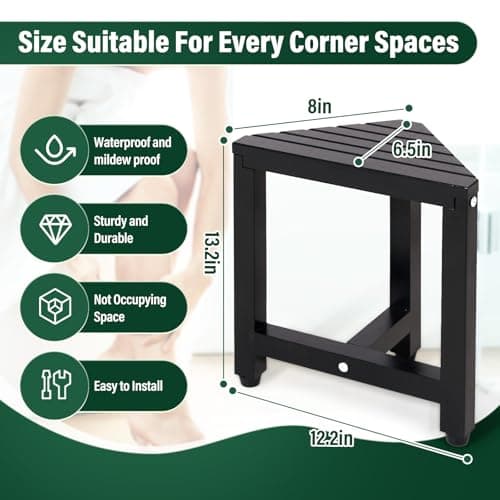 TYYIHUA Waterproof Shower Stool, 13.2" Leg Shaving Foot Rest, Black