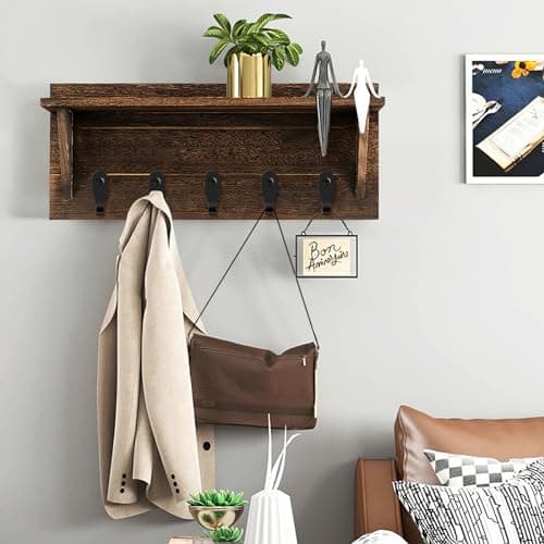 Heavy Duty Black Wall Hooks, 6pcs for Coats, Towels, Bags