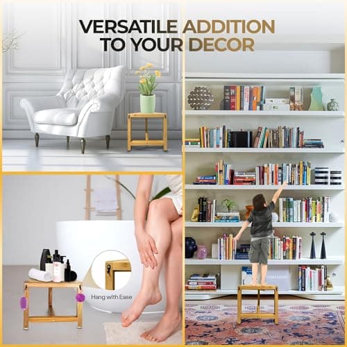 Bamboo Shower Stool for Leg Shaving in Small Bathrooms
