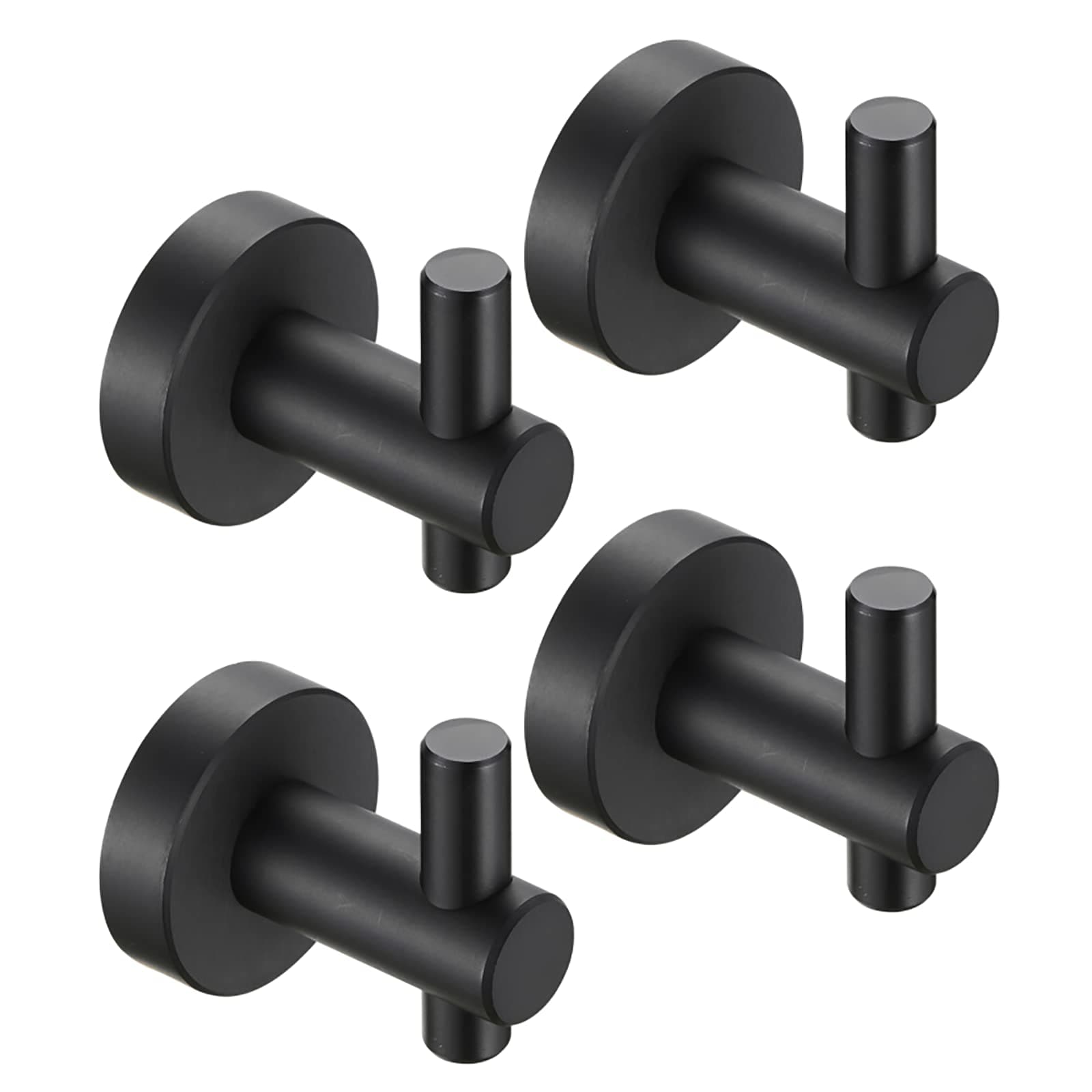 Stainless Steel Matte Black Towel Hooks for Bathroom & Kitchen 4 Packs