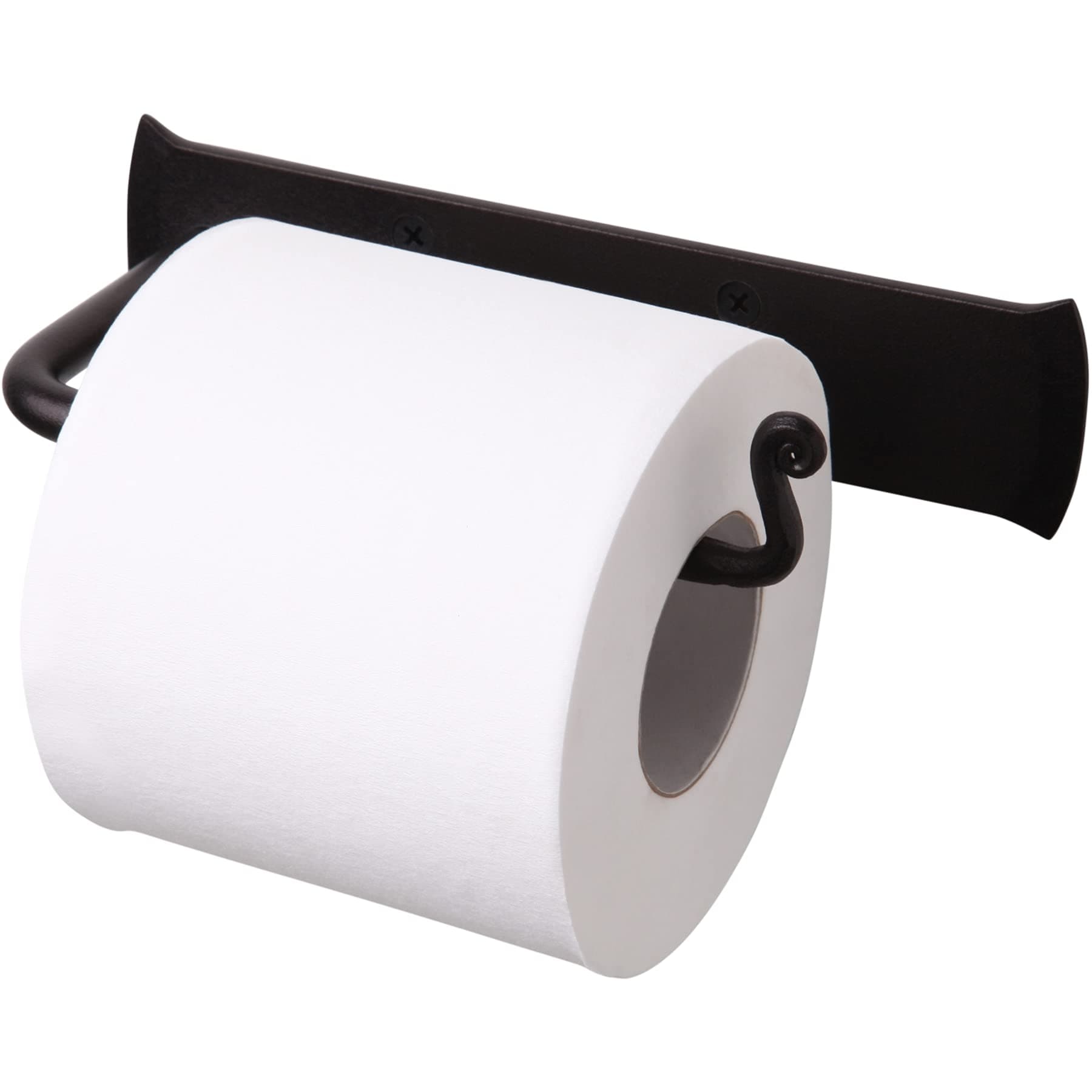 RTZEN Black Matte Wrought Iron Toilet Paper Holder - Modern Farmhouse Bathroom Decor