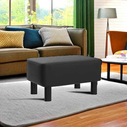 IBUYKE Black Padded 16.54" Rectangular Footstool RF-BD210