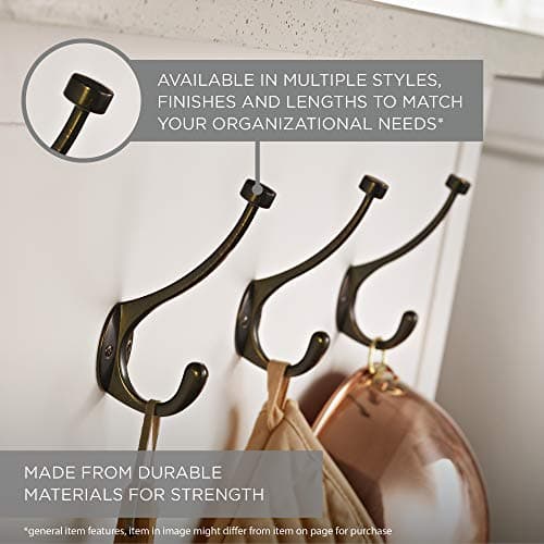 Franklin Brass Heavy Duty Double Hooks Matte Nickel Coat and Hat Wall Mount Hanger B59303G-SN-C