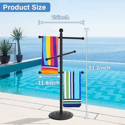 Sturdy Metal Outdoor Pool Towel Rack for Pool & Hot Tub