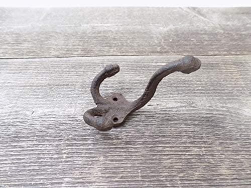 Vintage Style Rustic Cast Iron Double Wall Coat Hooks 3.5" Long