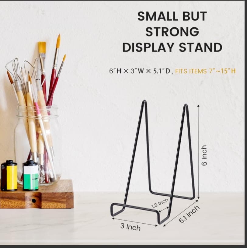 Black Metal 6 Pack 6 Inch Display Stands for Books and Art