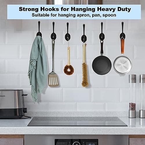 Kruodop 4Pcs Heavy Duty Black Wall Hooks for Coats, Handbags, Towels