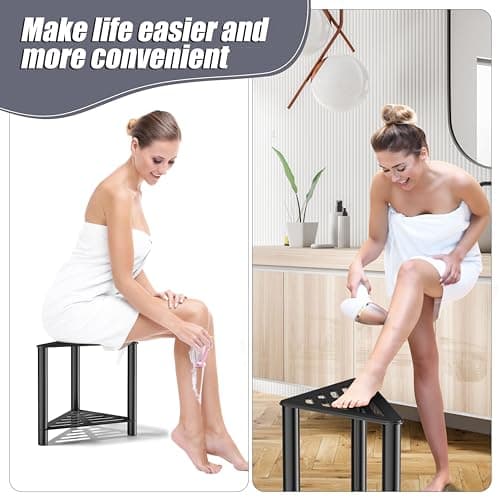 Shower Stool for Shaving Legs and Bench for Small Spaces-Black