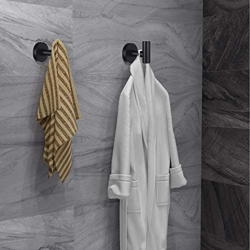 Matte Black Stainless Steel Robe Hooks Heavy Duty Bathroom Wall Mount Towel Hooks 8 Packs