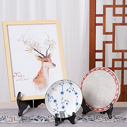 4-Piece Black Mahogany Finish Wooden Easel Display Stand for Picture Frame