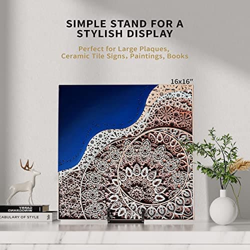 4 Pack Metal Square Wire Plate Stands for Display - Book, Platter, Plaque, Photo Easel