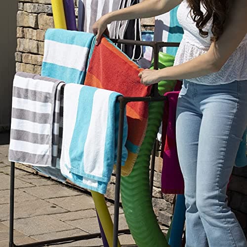 Essentially Yours 10 Bar Towel Rack - Poolside Storage Organizer, Brown Style 744125