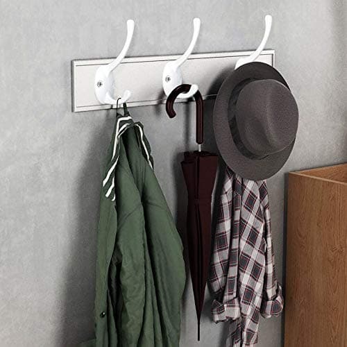 10 Pack Heavy Duty Dual Coat Hooks - Wall Mount with 40 Screws