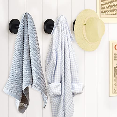 Matte Black Stainless Steel Robe Hooks Heavy Duty Bathroom Wall Mount Towel Hooks 8 Packs