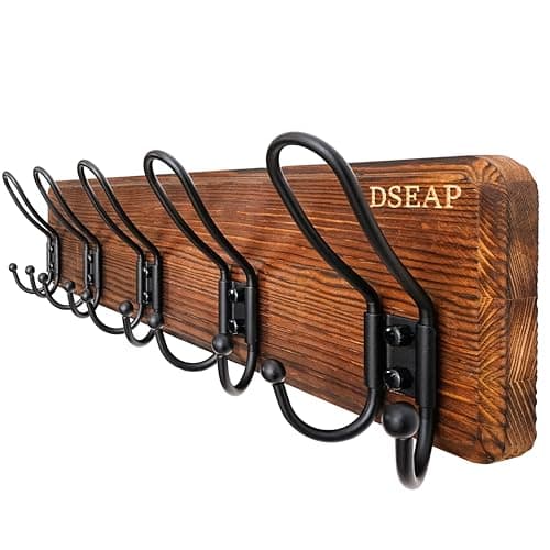 RusticWire J1-5A Wall Coat Rack, Heavy Duty 5 Hook Farmhouse Brown & Black