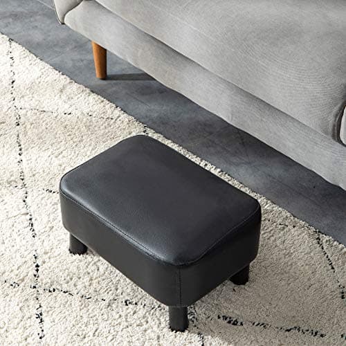 IBUYKE Black Padded 16.54" Rectangular Footstool RF-BD210