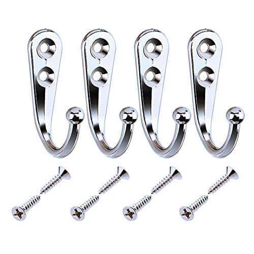 Silvery 24-Piece Wall Mounted Robe Hook with 50 Screws