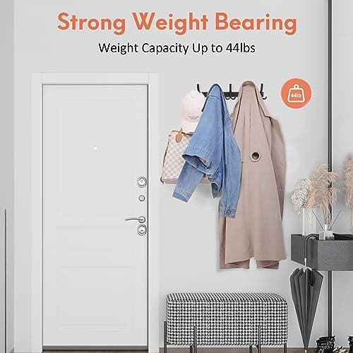 2 Pack Wall Mount Coat Rack, 15 Hook Hat & Coat Organizer