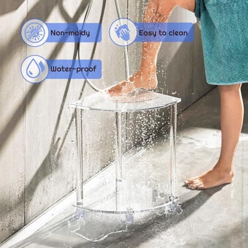 Modern Waterproof Corner Shower Stool with Towel Storage