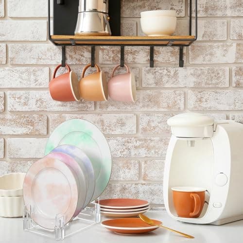 Wenqik 4 Pack Acrylic Plate Stands for Clear Dinnerware Display Home Organizer