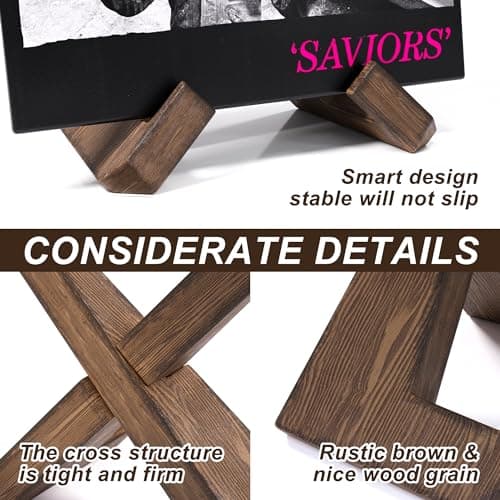 6.5 Inch Wood Picture Frame Stand, Decorative Display Holder for Books, Cookbooks, Art Photos