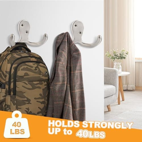 20 Pack Heavy Duty Silver Coat Hooks for Wall Hanging