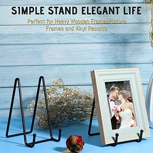 Mixweer 6 Inch Plate Stand 18 Pack Metal Picture Frame HolderDecorative Display Easel Tabletop Art(Black)