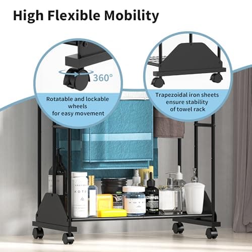 Black 3-Tier Freestanding Towel Rack for Bathroom and Bedroom