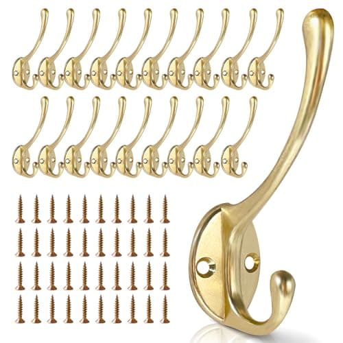 Heavy Duty Metal Coat Hooks (15-Pack) — 20pcs-Gold