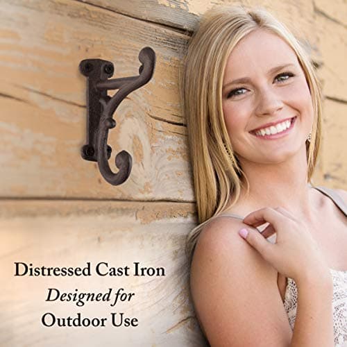 Rustic Dark Brown Cast Iron Coat Hooks (3 Pack)