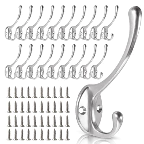 Heavy Duty Metal Coat Hooks (15-Pack) — 20pcs-Silver
