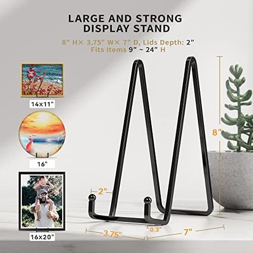 4 Pack Metal Square Wire Plate Stands for Display - Book, Platter, Plaque, Photo Easel