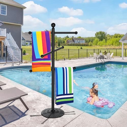 Sturdy Metal Outdoor Pool Towel Rack for Pool & Hot Tub
