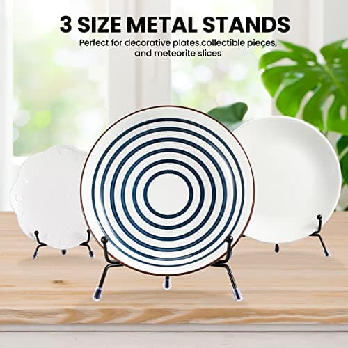 Chumia Anti Slip Plate Stands for Display Plate Holder, Black Iron Easel Plate Holder Stand (4, 6, 8 Inch)