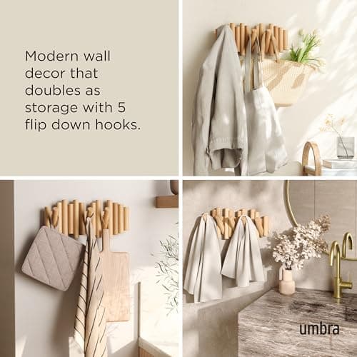 Umbra Picket 5 Hooks Wall-Mounted Rail Natural Finish