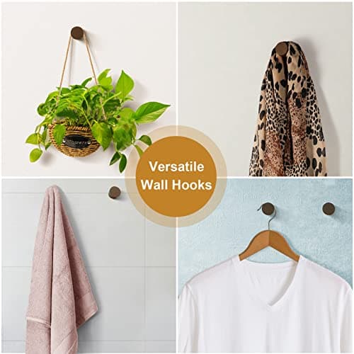 Rustic 4 Pack Wood Wall Hooks for Hanging Bags, Towels, and Clothes