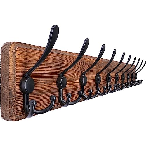 SKOLOO Rustic Wall Mount Coat Rack - 38.6 Wooden Hanger for Jackets and Coats