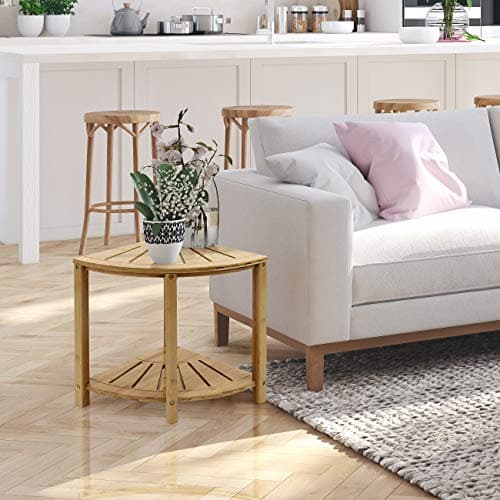 Sorbus Waterproof Bamboo Shower Stool with Shelf for Inside Bath