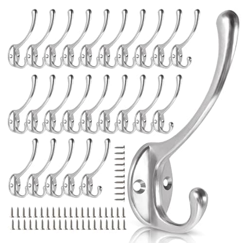 Heavy Duty Metal Coat Hooks (15-Pack) — 25pack-Silver