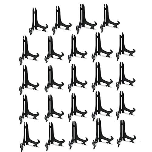 Artliving Clear Plastic Easels for Wedding Home Decor Birthdays (24 Pack) — Black