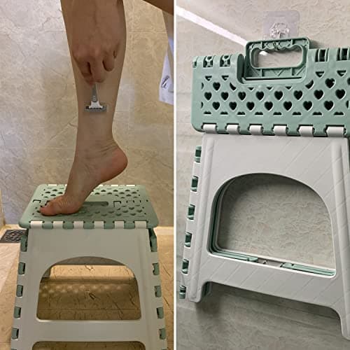 TRANOMOS Waterproof Foldable Shower Stool for Leg Shaving, Green