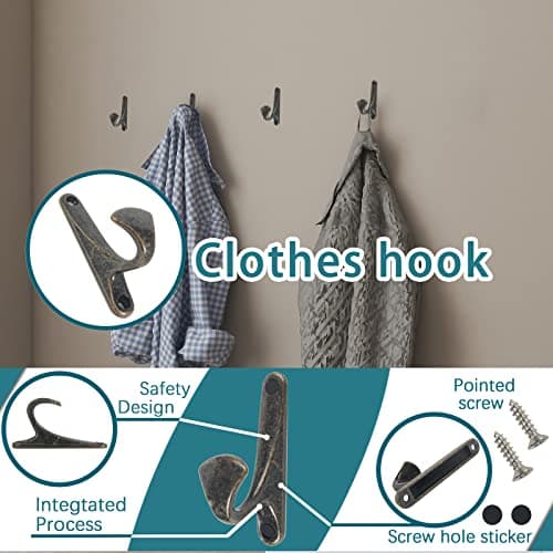 OLAYA 12 Pack Black Coffee Vintage Coat Hooks for Bathroom Kitchen