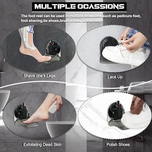 Anti-Slip Foldable Shower Rest for Legs, Suction Cup Pedal, Black, Pregnant & Back Pain Relief