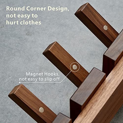 Modern Walnut Wood Coat Rack, Wall Mount 4 Hooks, Space-Saving Entryway Organizer