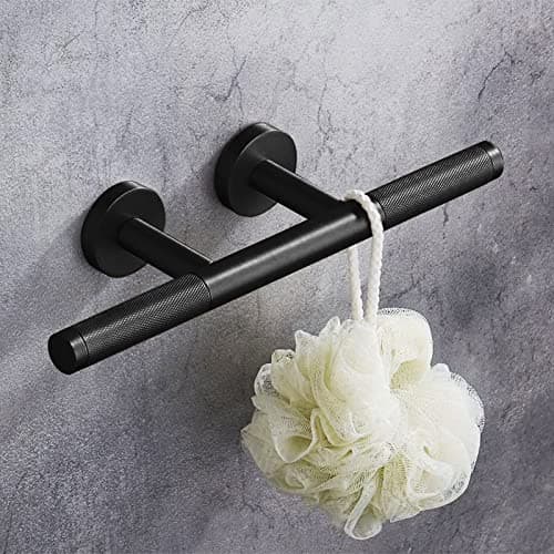 SPA Wall Mounted Foot Rest for Leg Shaving, Knurled Brass Bar, Matte Black