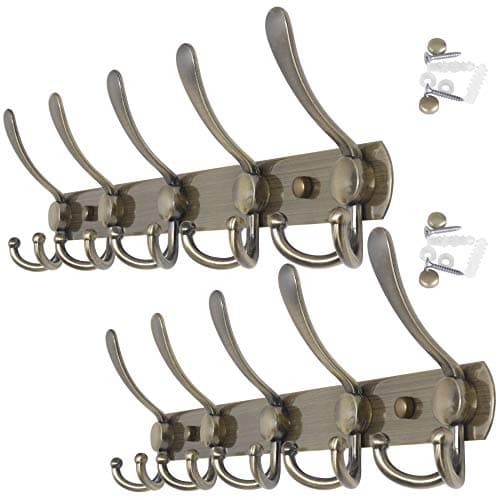 WEBI Wall Mount Coat Rack with Hooks for Jackets and Clothes — Bronze