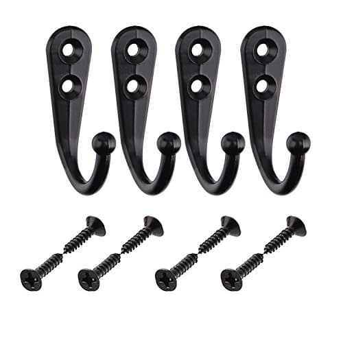 Vintage Black Coat Hook 24 Pieces, Wall Mount Robe Hook with 50 Screws