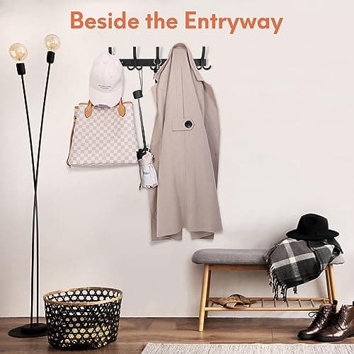 2 Pack Wall Mount Coat Rack, 15 Hook Hat & Coat Organizer