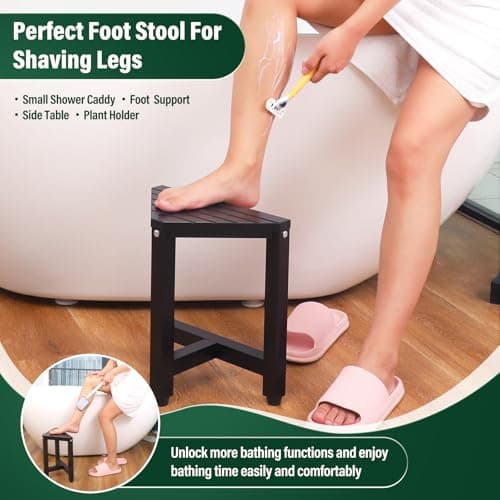 TYYIHUA Waterproof Shower Stool, 13.2" Leg Shaving Foot Rest, Black