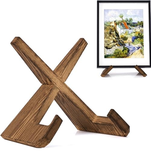 6.5 Inch Wood Picture Frame Stand, Decorative Display Holder for Books, Cookbooks, Art Photos — Brown1